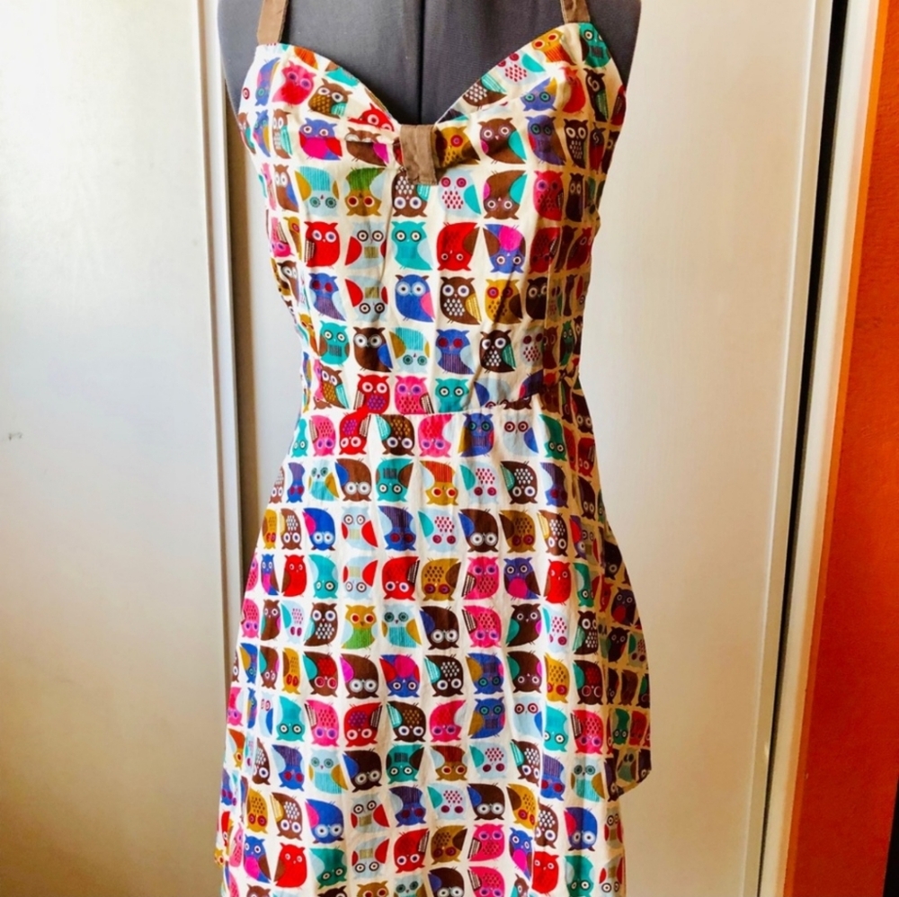 Owl Halter Dress L large